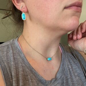Kendra Scott Elisa necklace and dangle earring set turquoise and gold